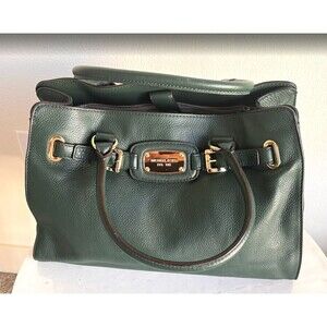 Michael Kors Hunter Green Hamilton Satchel Gold Hardware